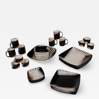 Dorothy Hafner Postmodern Dinnerware Set by Dorothy Hafner for Tiffany Co Chevron Print