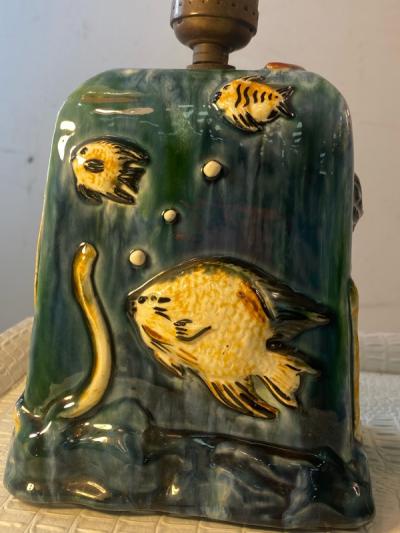 Dorothy Olson WONDERFUL MID CENTURY PAIR OF CERAMIC ARTIST AQUARIUM LAMPS