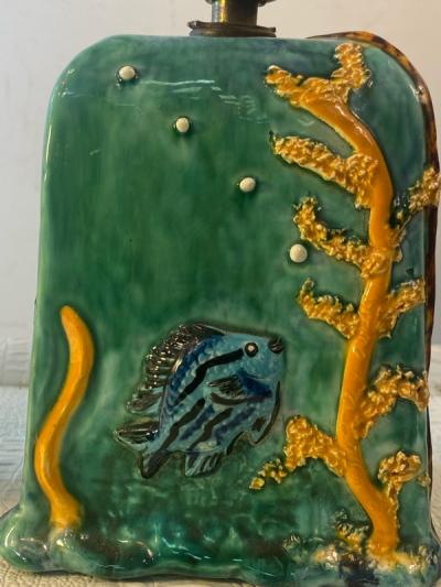 Dorothy Olson WONDERFUL MID CENTURY PAIR OF CERAMIC ARTIST AQUARIUM LAMPS