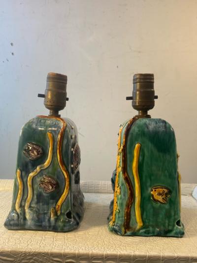Dorothy Olson WONDERFUL MID CENTURY PAIR OF CERAMIC ARTIST AQUARIUM LAMPS