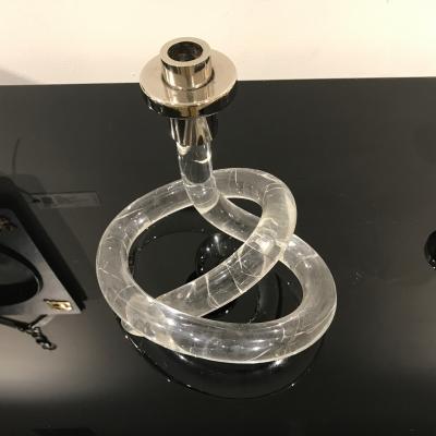 Dorothy Thorpe A set of three Dorothy Thorpe pretzel mid century lucite candle sticks 1950s