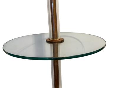 Dorothy Thorpe ART DECO BRONZE LUCITE TUBE FLOOR LAMP WITH ROUND GLASS TABLE