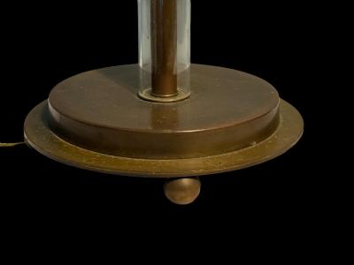 Dorothy Thorpe ART DECO BRONZE LUCITE TUBE FLOOR LAMP WITH ROUND GLASS TABLE