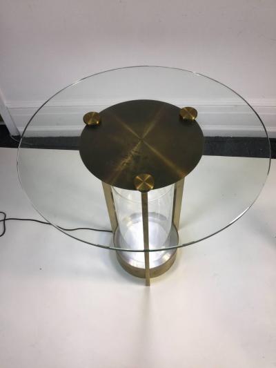 Dorothy Thorpe DOROTHY THORPE PAIR OF ILLUMINATED BRASS AND GLASS TABLES