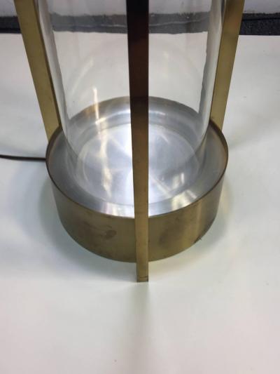 Dorothy Thorpe DOROTHY THORPE PAIR OF ILLUMINATED BRASS AND GLASS TABLES