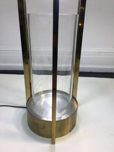 Dorothy Thorpe DOROTHY THORPE PAIR OF ILLUMINATED BRASS AND GLASS TABLES