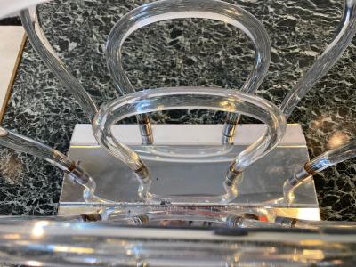 Dorothy Thorpe MODERNIST MIRROR LUCITE AND CHROME MAGAZINE RACK BY DOROTHY THORPE