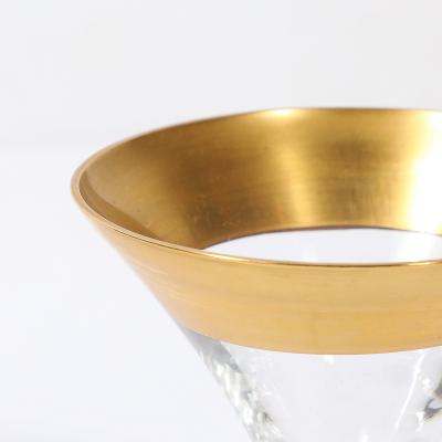 Dorothy Thorpe Set of 12 Mid Century Modernist Gilt Rimmed Coupe Glasses By Dorothy Thorpe