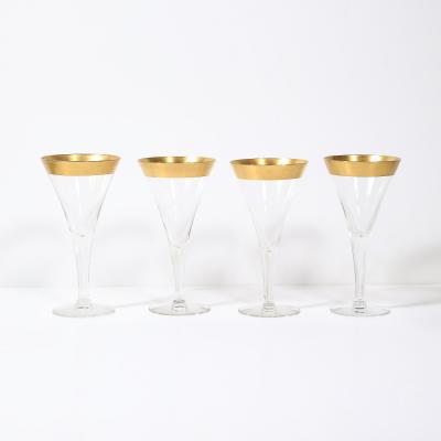 Dorothy Thorpe Set of 12 Mid Century Modernist Gilt Rimmed Water Glasses By Dorothy Thorpe