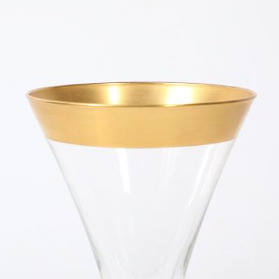 Dorothy Thorpe Set of 12 Mid Century Modernist Gilt Rimmed Water Glasses By Dorothy Thorpe