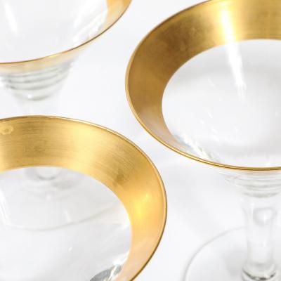 Dorothy Thorpe Set of Four 22 Karat Gold Gilt Rimmed Martini Glasses by Dorothy Thorpe