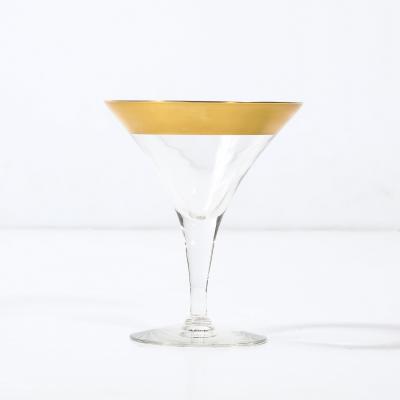 Dorothy Thorpe Set of Four 22 Karat Gold Gilt Rimmed Martini Glasses by Dorothy Thorpe