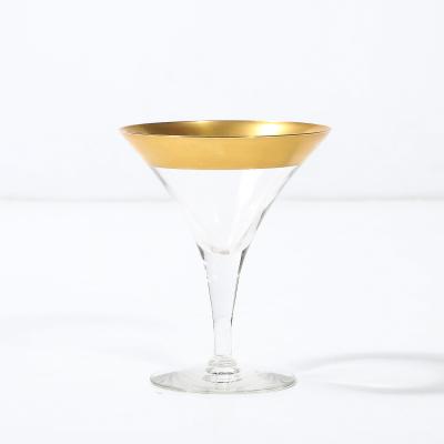 Dorothy Thorpe Set of Four 22 Karat Gold Gilt Rimmed Martini Glasses by Dorothy Thorpe