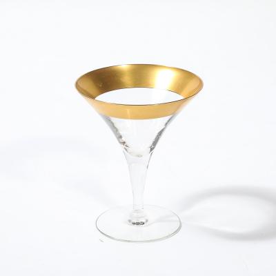 Dorothy Thorpe Set of Four 22 Karat Gold Gilt Rimmed Martini Glasses by Dorothy Thorpe