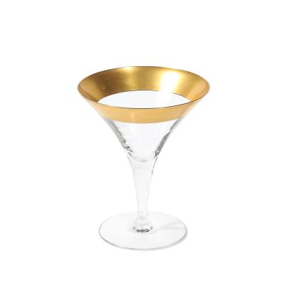 Dorothy Thorpe Set of Four 22 Karat Gold Gilt Rimmed Martini Glasses by Dorothy Thorpe