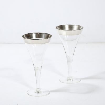 Dorothy Thorpe Set of Six Silver Gilt Rimmed Martini Glasses by Dorothy Thorpe