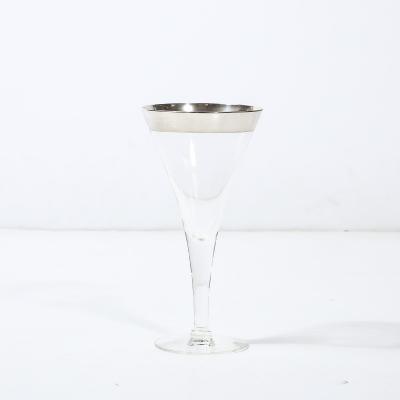 Dorothy Thorpe Set of Six Silver Gilt Rimmed Martini Glasses by Dorothy Thorpe
