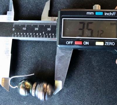 Double Black Baroque Pearl and Pave Diamond Drop Earrings