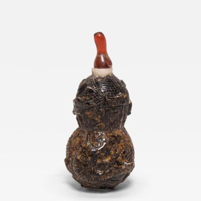 Double Gourd Root Amber Snuff Bottle