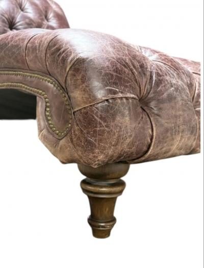 Double Wide Tufted Leather Chaise Lounge
