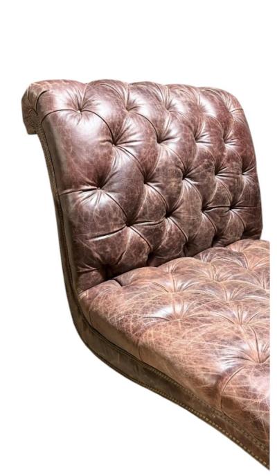 Double Wide Tufted Leather Chaise Lounge