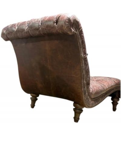 Double Wide Tufted Leather Chaise Lounge