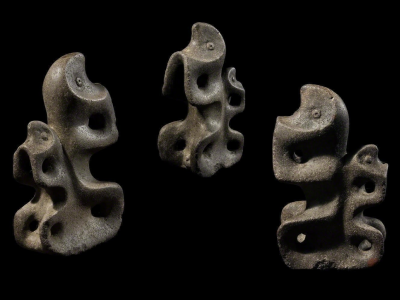 Double figure male adult with child Alamito ca 1200 BCE