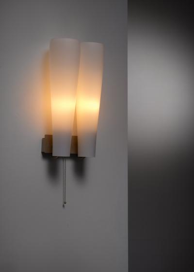 Double shaded opaline glass wall applique