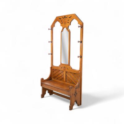 Dr C Dresser Style Of Aesthetic Movement Oak Hallstand with Floral Decoration