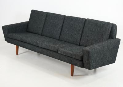 Dramatic Scandinavian Modern Four Place Sofa w Teak Legs