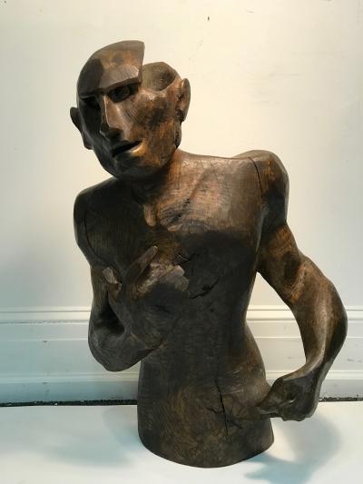 Dramatic Sycamore Wood Sculpture of a Mans Figure