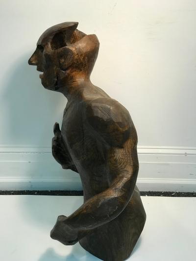 Dramatic Sycamore Wood Sculpture of a Mans Figure