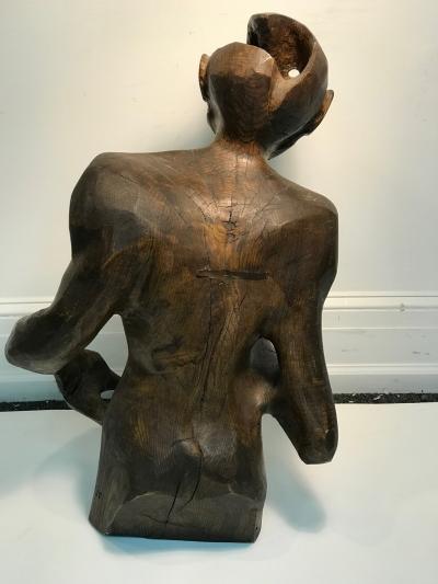 Dramatic Sycamore Wood Sculpture of a Mans Figure