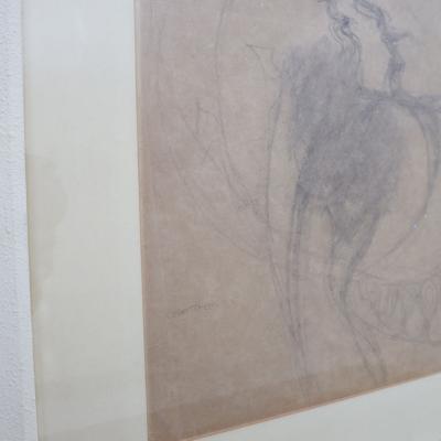 Drawing in Pencil by Gio Ponti Italy 1950s