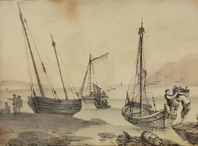 Drawing of French Fishermen early 19th century