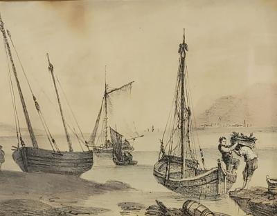 Drawing of French Fishermen early 19th century