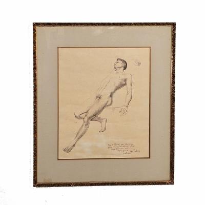 Drawing of Reclining Man by Ford Ruthling U S A 1968
