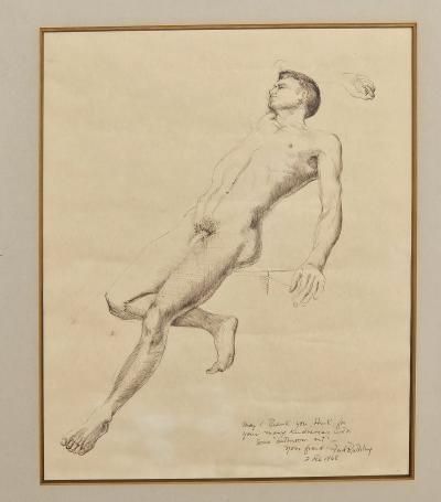 Drawing of Reclining Man by Ford Ruthling U S A 1968