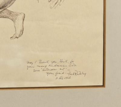 Drawing of Reclining Man by Ford Ruthling U S A 1968