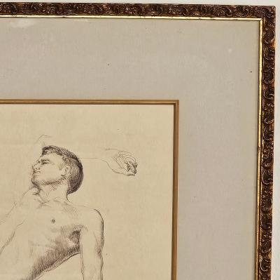 Drawing of Reclining Man by Ford Ruthling U S A 1968