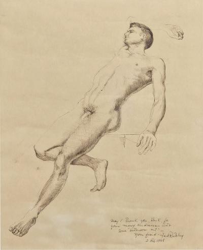 Drawing of Reclining Man by Ford Ruthling U S A 1968
