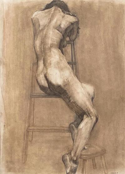 Drawing of a Seated Female Nude American 20th Century