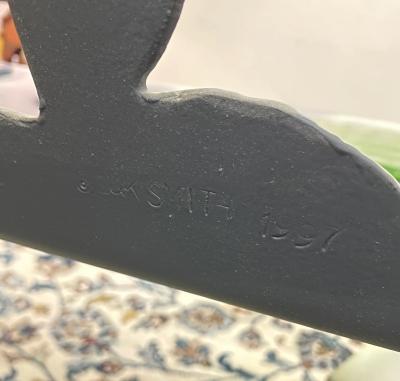 Drew Smith Art Glass Black Bench