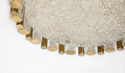 Drum Shaped Brass and Glass Flush Chandelier by Kaiser