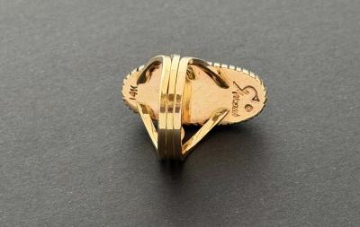 Duane Maktima Coral and Gold Ring