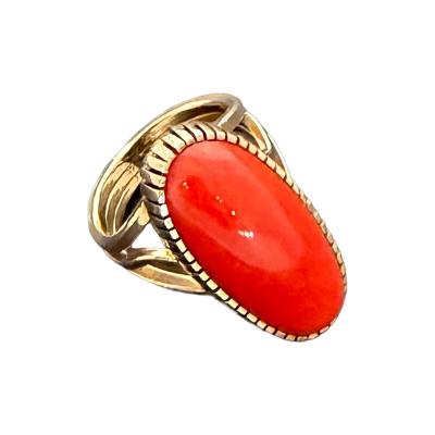 Duane Maktima Coral and Gold Ring