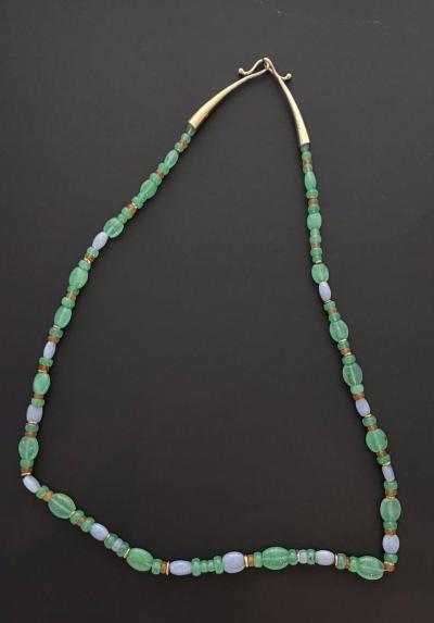 Duane Maktima Green 14 kt Gold and blue Necklace14 kt gold