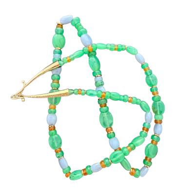 Duane Maktima Green 14 kt Gold and blue Necklace14 kt gold