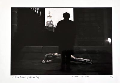 Duane Michals Framed Editioned Photograph A Man Dreaming in the City by Duane Michals
