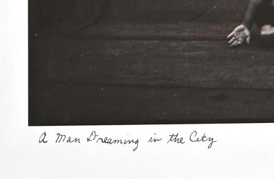 Duane Michals Framed Editioned Photograph A Man Dreaming in the City by Duane Michals